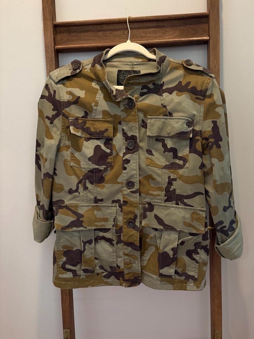 Sanctuary Brown & Olive Camo Utility Jacket Women’s L   (0057)